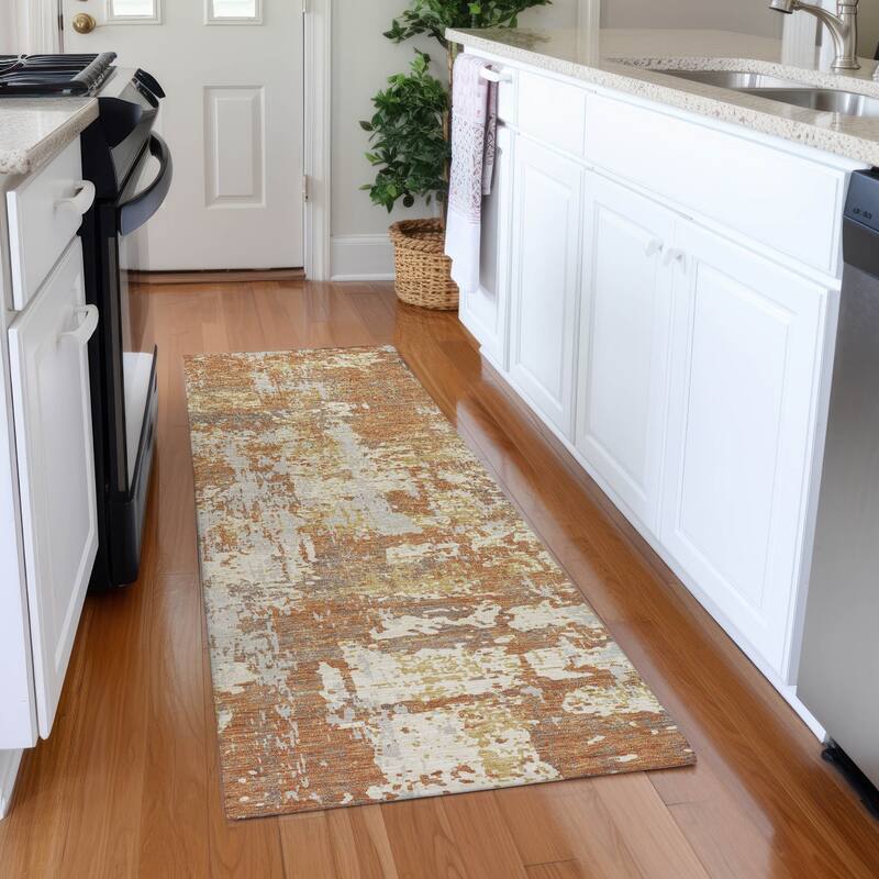 Premium Washable Super Soft Abstract Acree Mayfield Rug - Copper - 2'3" x 7'6"