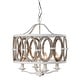 preview thumbnail 4 of 10, Farmhouse Distressed White 4-Light Wooden Drum Chandelier