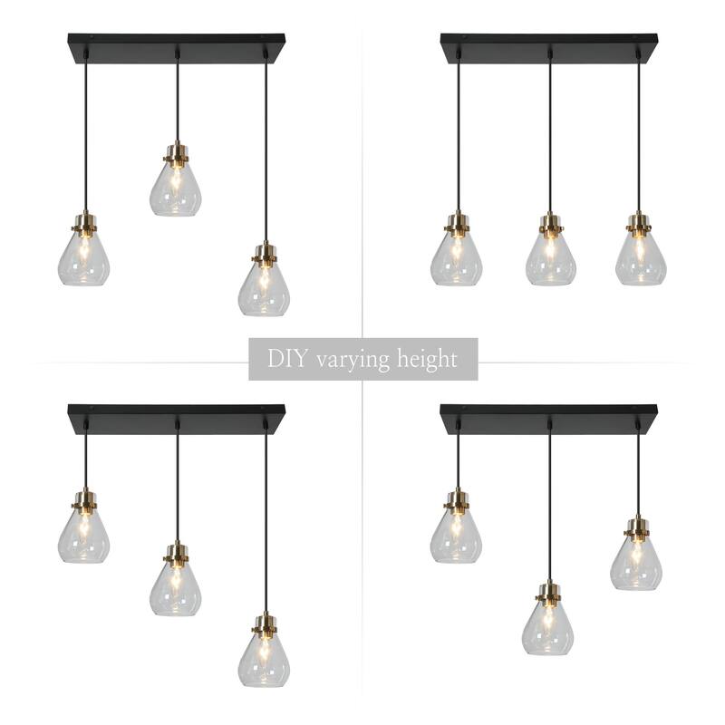 Marsie Modern Ceiling Light 3-light Farmhouse Flush Mount Drop Down Pendant Light Globe Glass