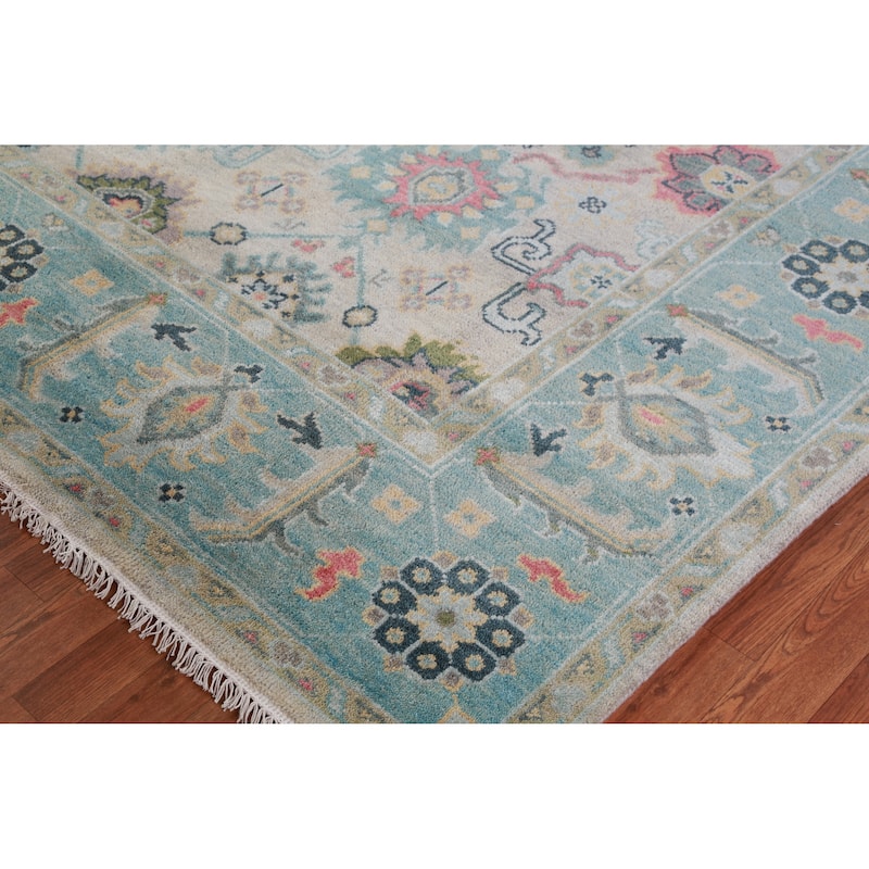 Floral Oushak Indian Area Rug Hand-Knotted Oriental Wool Carpet - 8'0" x 10'0"