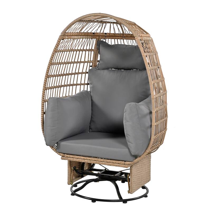 Outdoor Rattan Swivel Egg Chair with Rocking Function