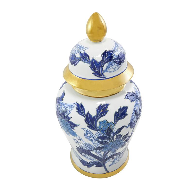 Blue Ceramic Floral Decorative Jars