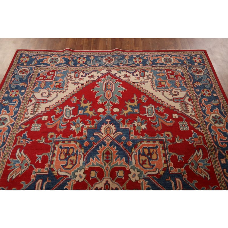 Kazak Living Room Area Rug Handmade Wool Carpet - 6'4" x 9'10"