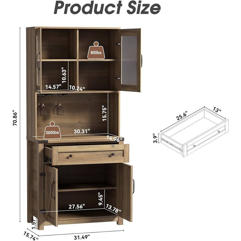 Double Barn Door Accent Cabinet Yellow Walnut - M