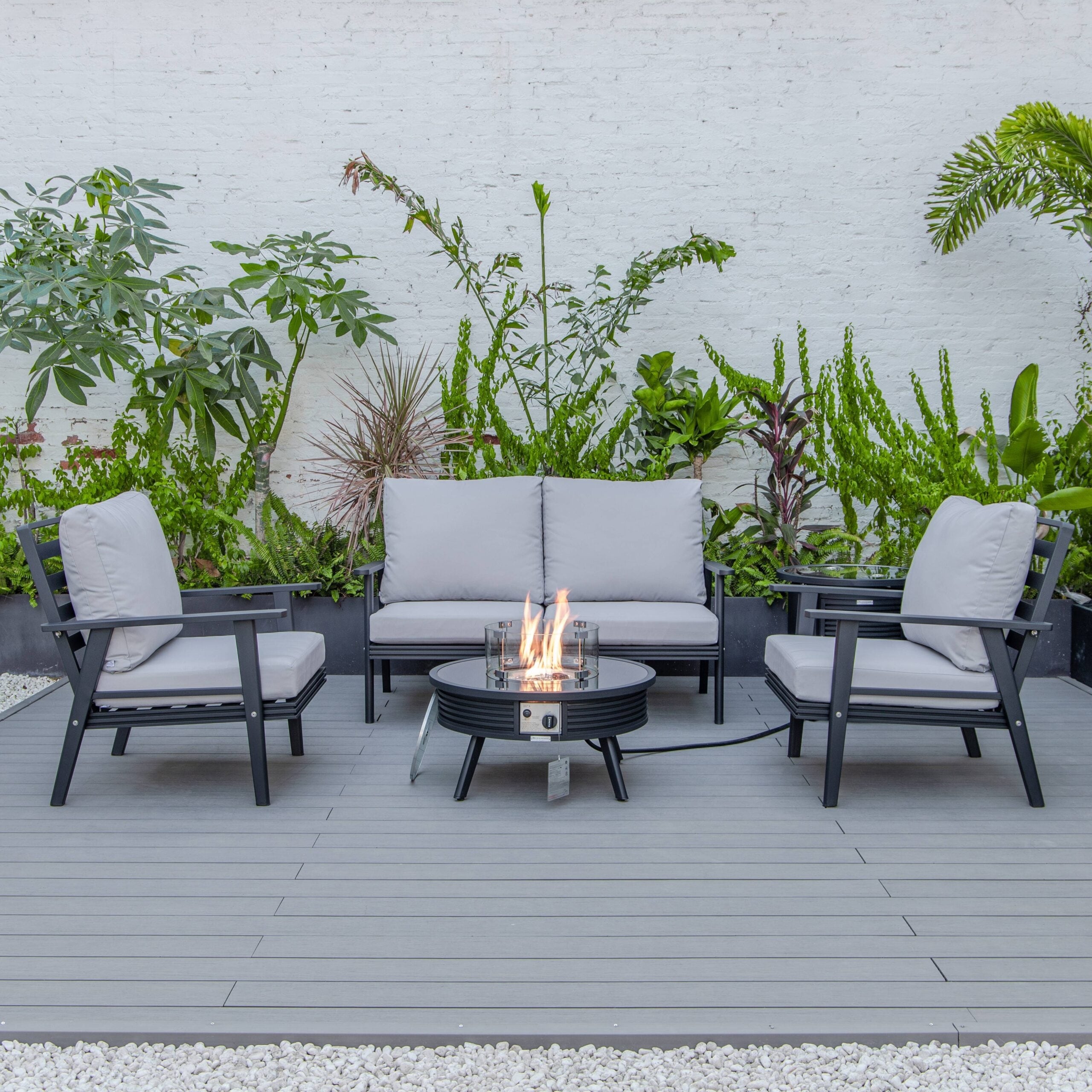 Modern patio set best sale with fire pit