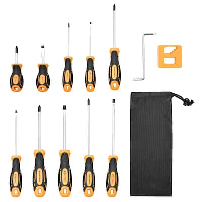 Orange and Black 12 Piece Screwdriver Set with Magnetic Tips and Magnetizer/Demagnetizer - 10.63 x 3.94 x 2.76 in