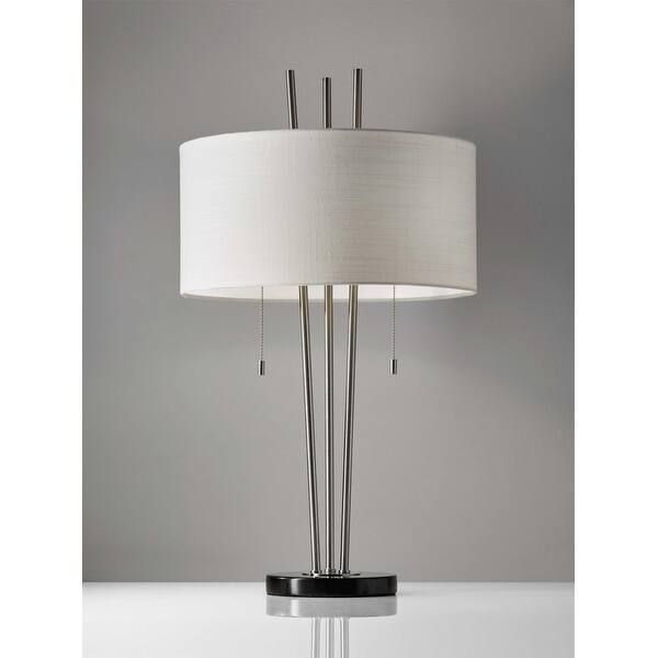 Stylish Triple Pole Brushed Steel Metal Table Lamp Stylish Triple Pole Brushed Steel Metal Table Lamp