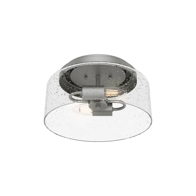 Hunter Hartland 2-Light Flush Mount Ceiling Light, Damp Rated - Bathroom, Bedroom, Hallway - Farmhouse, Industrial