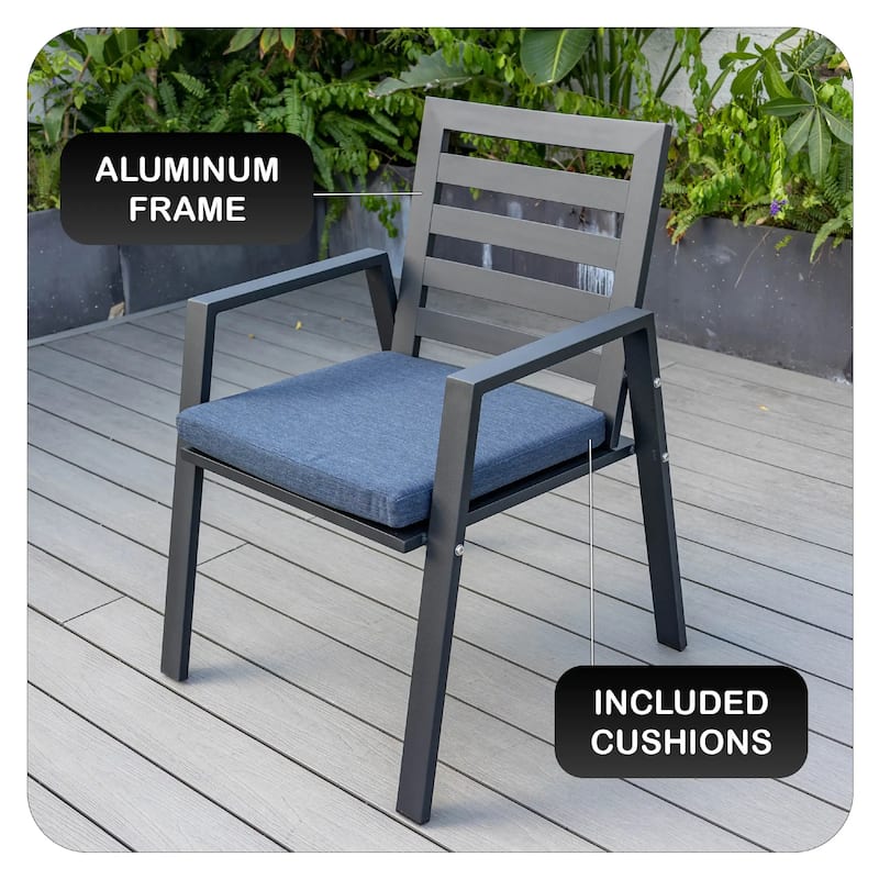 Chelsea Modern Mid-Century Patio Silhouette Aluminum Dining Chair with Olefin Fabric Cushions - 34.84