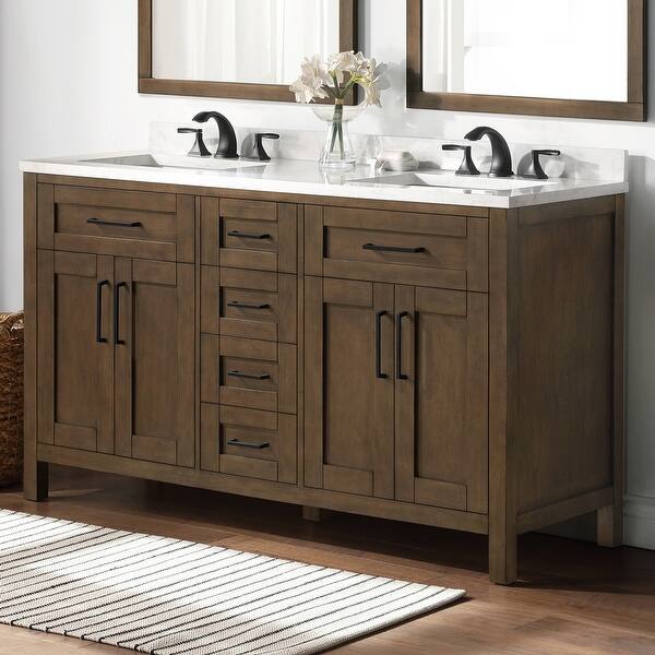 Ove Decors Tahoe 60 In Almond Latte Vanity With 2 Mirrors Included On Sale Overstock 31755304