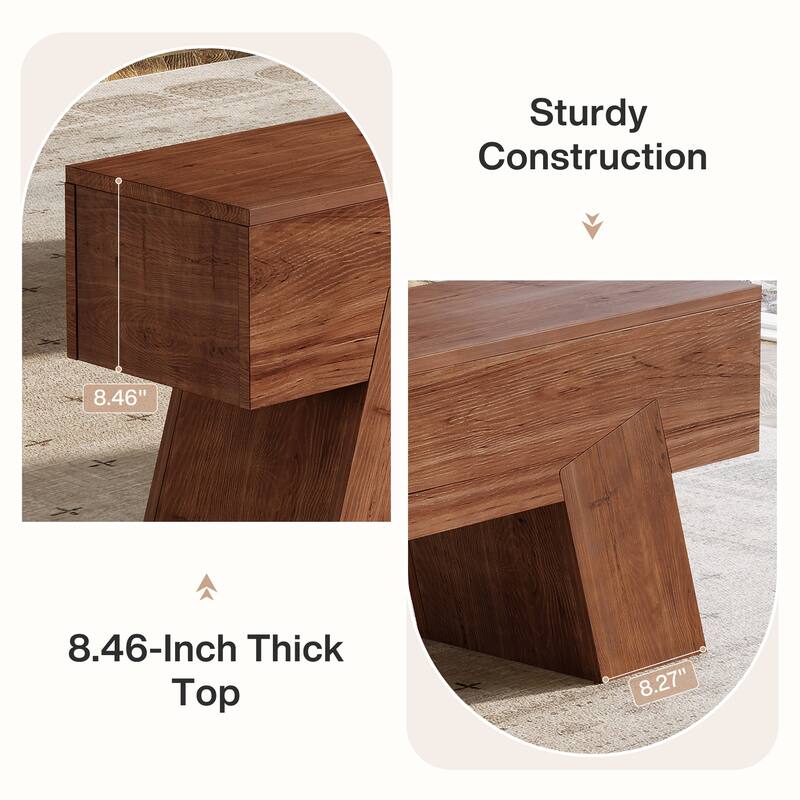 47 Inch Solid Wood Dining Bench with Sturdy Legs for Kitchen, Living Room