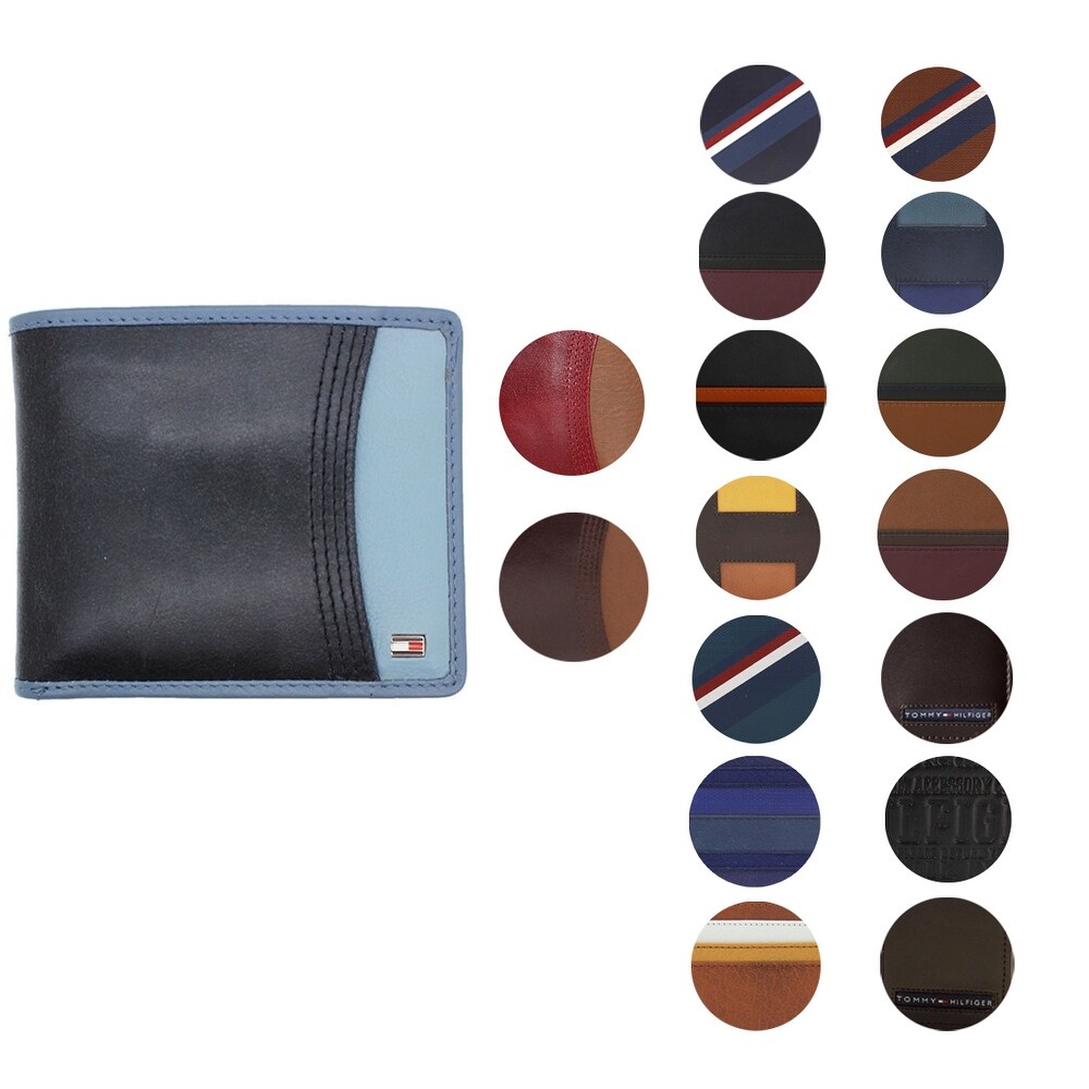 Tommy Hilfiger NEW Men/'s Bifold /& Valet Stitched Premium Leather Logo Wallet
