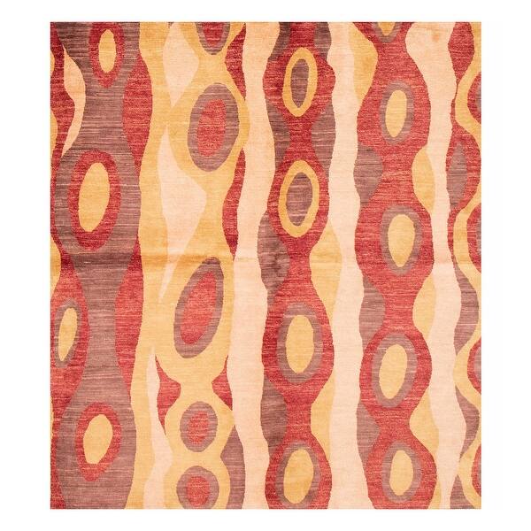 slide 2 of 9, ECARPETGALLERY Hand-knotted Ziegler Red Wool Rug - 6'5 x 7'3 Dark Red - 6'5 x 7'3