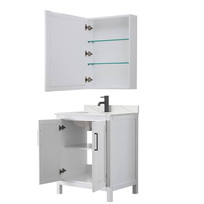 Daria 30-inch Single Vanity, Single Hole Quartz Top, Med Cabinet