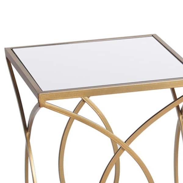 Shop Geometric Metal Base Accent Table With Square Mirror Top Set