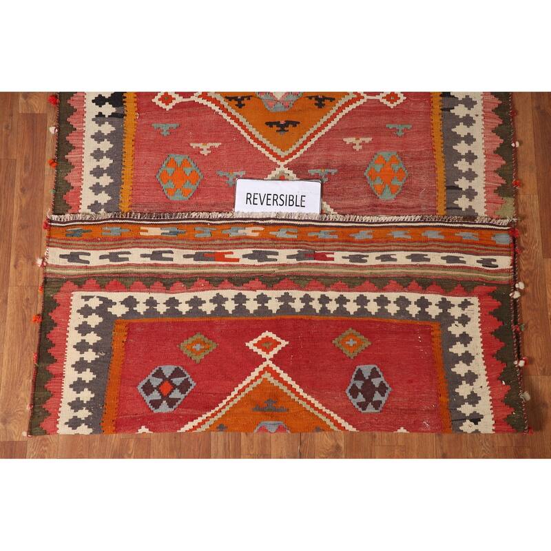 Kilim Qashqai Persian Vintage Area Rug Flatweave Wool Carpet - 4'6" x 7'9"
