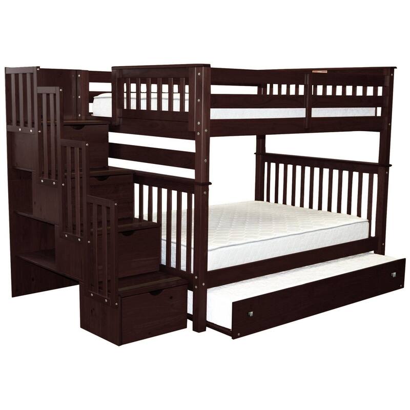 Taylor & Olive Trillium Full over Full Stairway Bunk Bed, Full Trundle