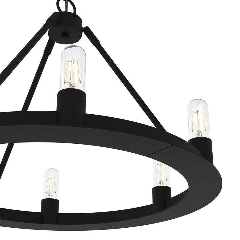 Hunter 18" Saddlewood 6-Light Chandelier, - Island, Entry, Dining Room - Wagon Wheel, Farmhouse, Industrial