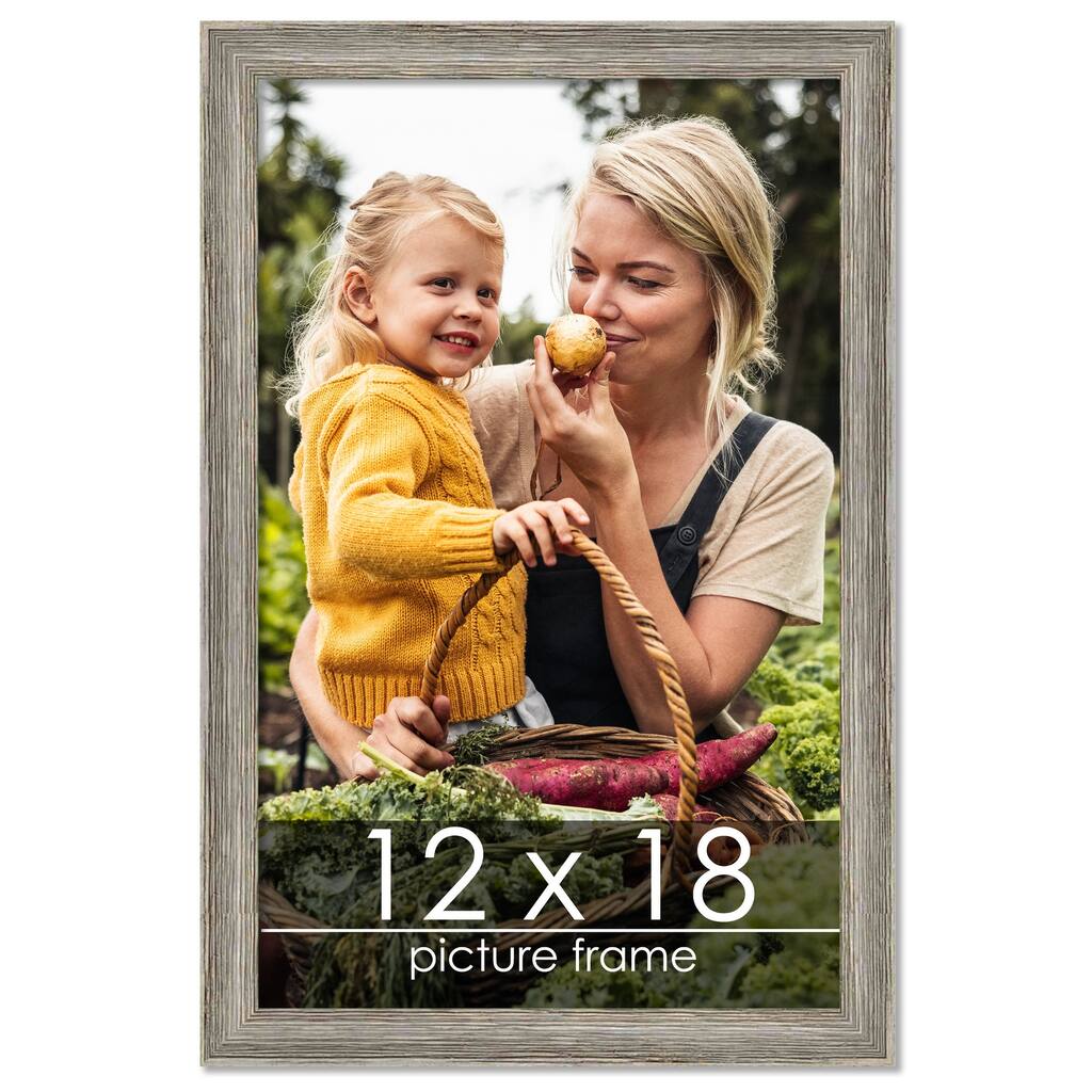 12x18 Grey Rustic Thin Barnwood Picture Frame - UV Acrylic, Foam Board Backing, Hanging Hardware
