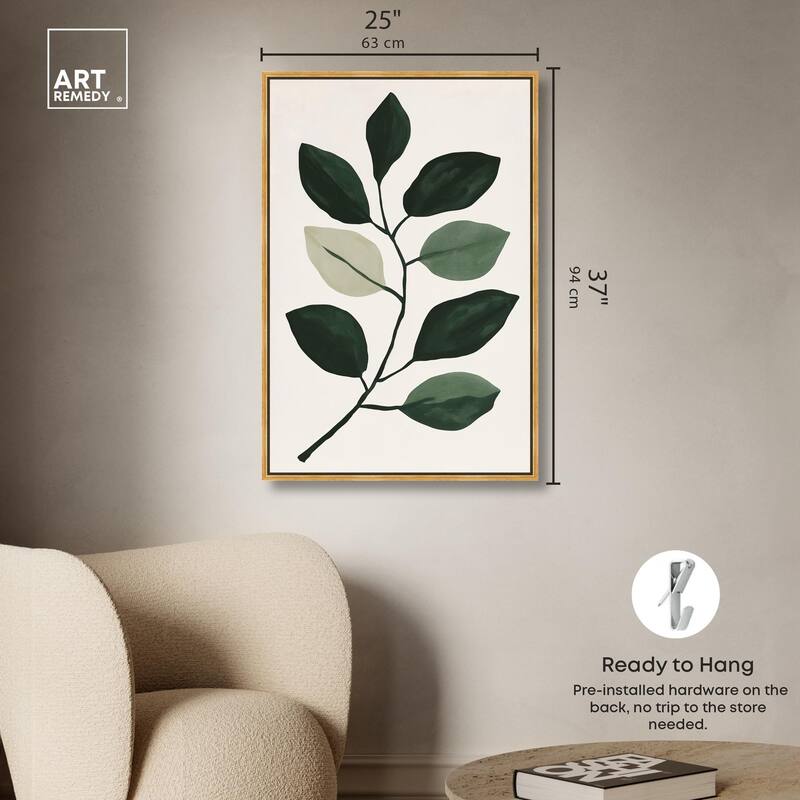 Green and Grey Branch II Canvas by Art Remedy