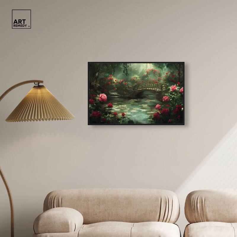 Rose Garden Bridge Canvas by Art Remedy