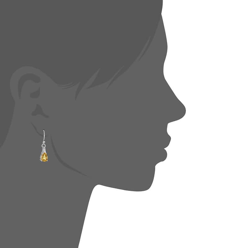 925 Sterling Silver Citrine Dangle Earrings