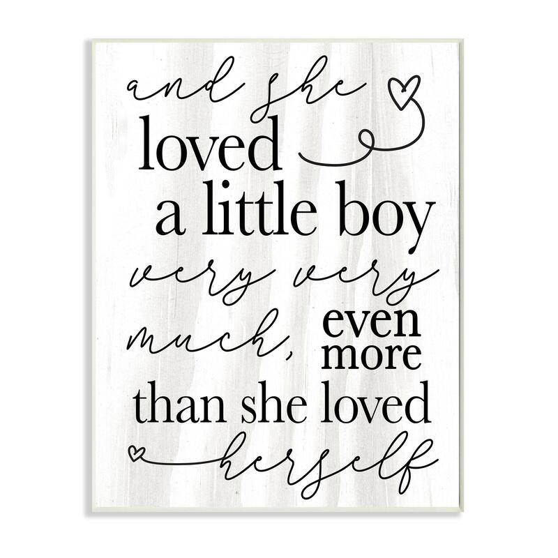Stupell Loved A Little Boy Phrase Family Home Sentiments Wood Wall Art - White