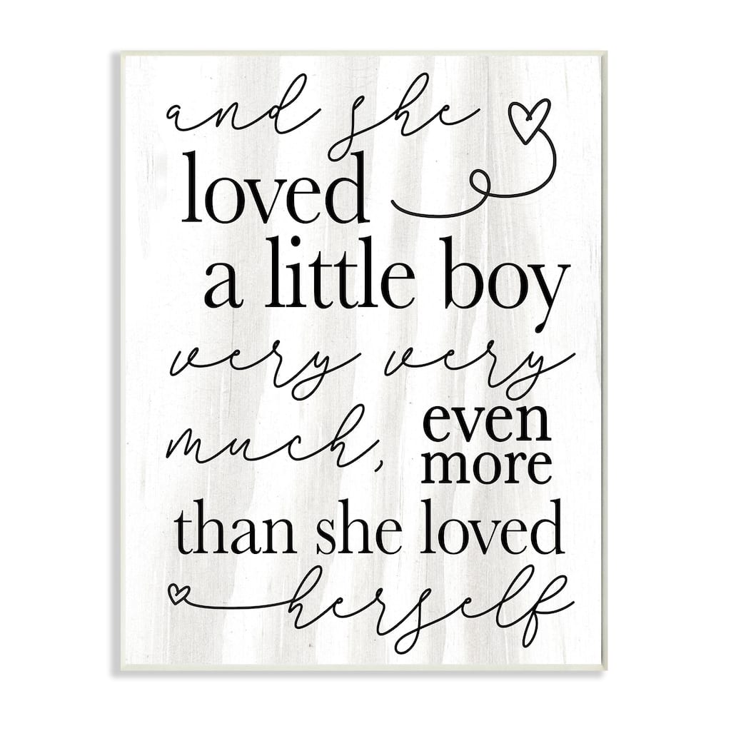 Stupell Loved A Little Boy Phrase Family Home Sentiments Wood Wall Art - White