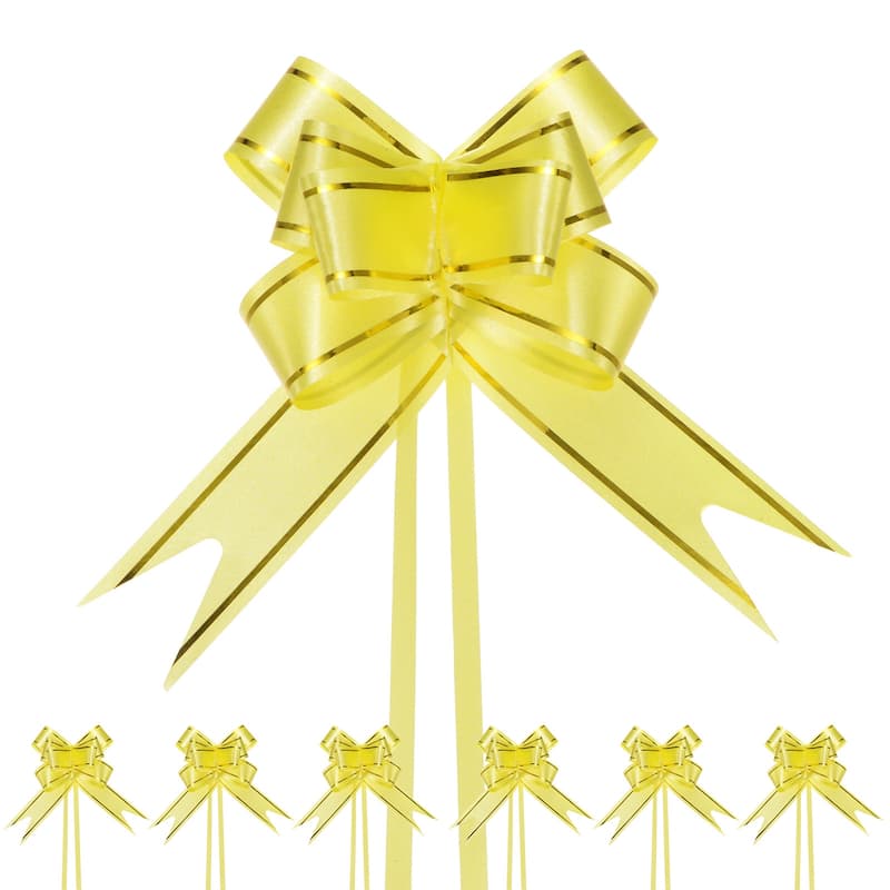 200pcs Ribbon Pull Bows Bows for Wedding Decorations - Yellow - 3.74 Inch
