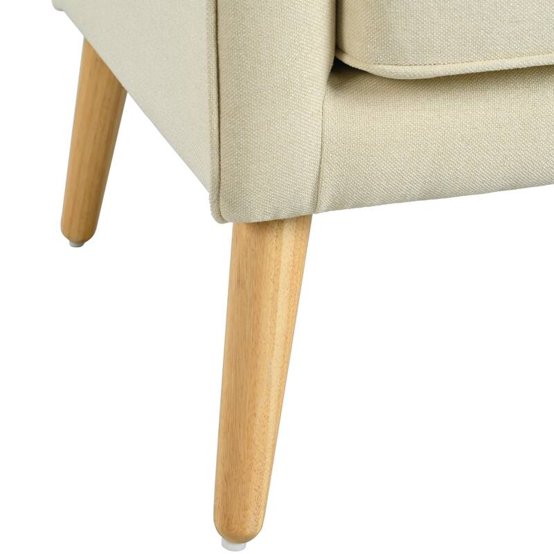 Mid-Century Modern Armchair - Tufted Fabric Accent Chair with Solid Wood Legs- Classic Button-Tufted Back & Tapered Design