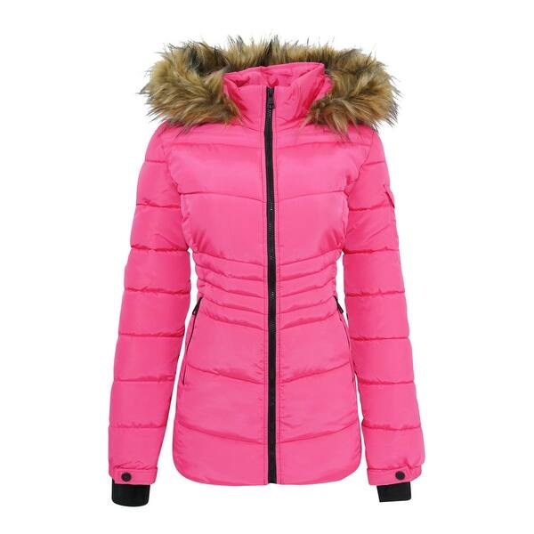 Shop Madden Girl Women S Fur Hooded Jacket Barbie Pink