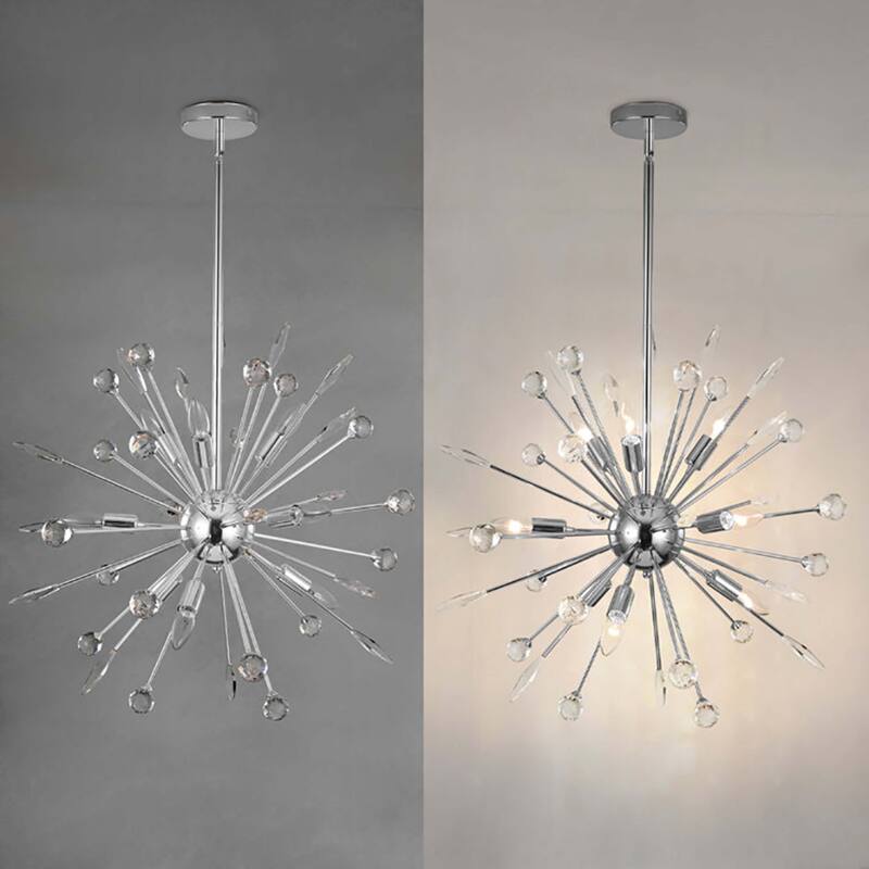 9/12-Light Modern Sputnik Sphere Starburst Crystal Chandelier Semi-Sphere Globe Pendant Light