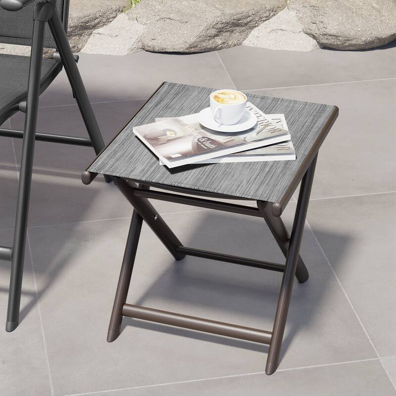 Outdoor Picnic Camping Portable Folding Small Side Table or as Footrest, Footstool - 17.1 In. L X 14.8 In. W X 16.3 In. H