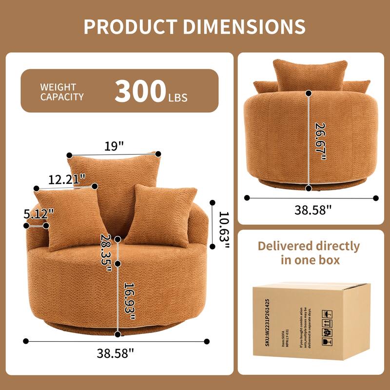 Single Seat Full Sponge Compression Swivel Chair Single Sofa