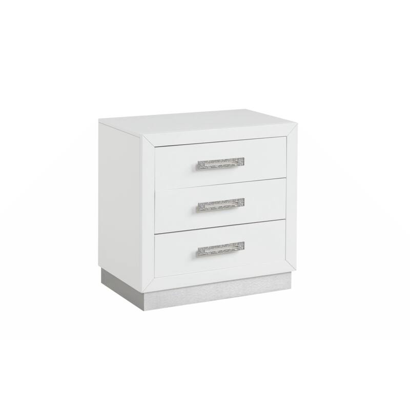 Nightstand Made with Wood in Milky White Color - White