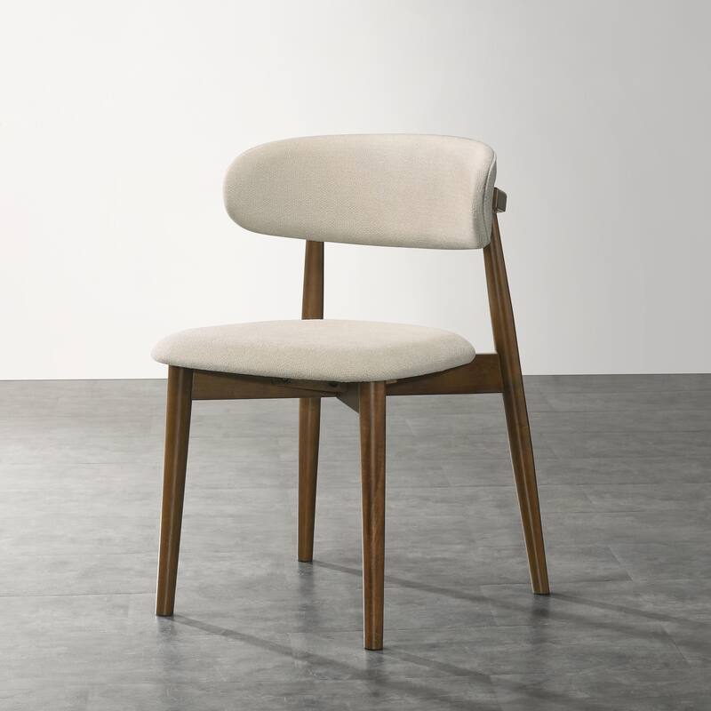 Roundhill Furniture Arnott Upholstered Dining Chairs, Set of 2, Walnut Finish.