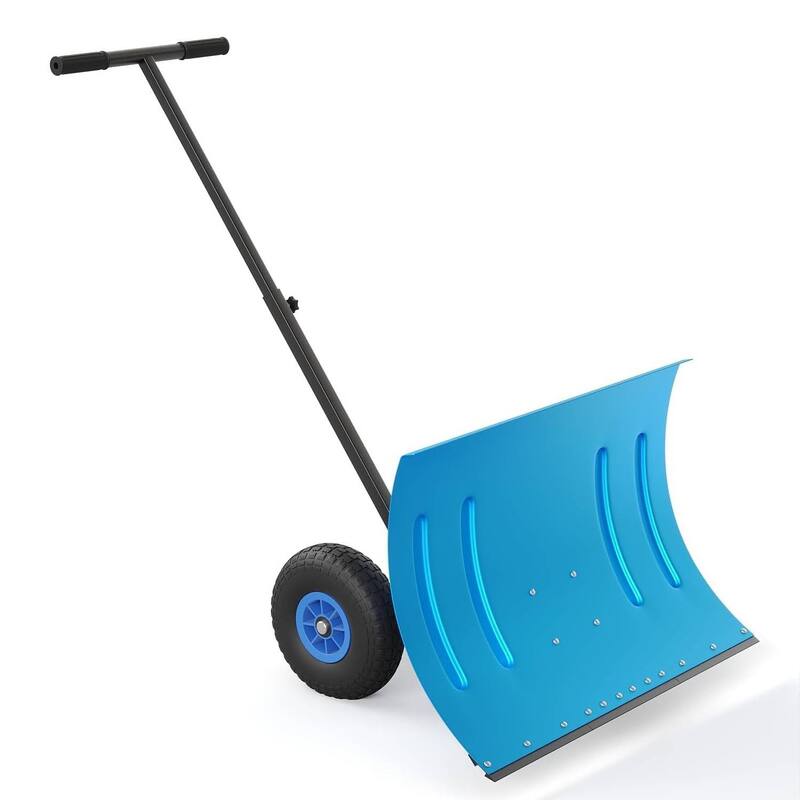Heavy Duty Single Rod 20 * 29 Inch Wheeled Snow Shovel - Blue