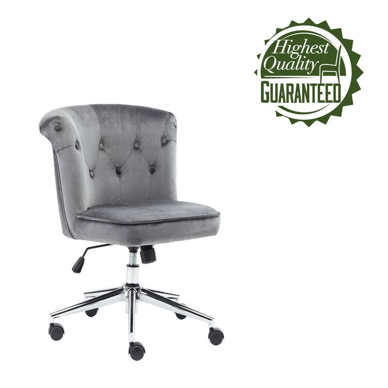 Porthos Home Quoba Tufted Velvet Office Chair, Castors and Footers Both Included