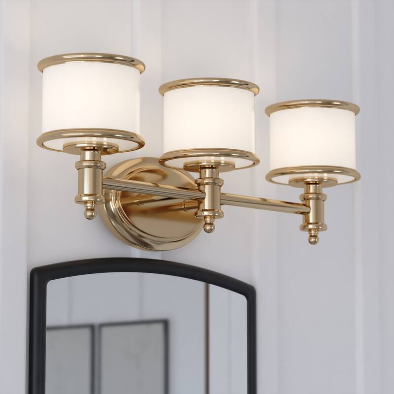 Carlisle 3 Light Chrome Bathroom Vanity Fixture - Natural Brass - 22-in W x 8-in H x 7.25-in D