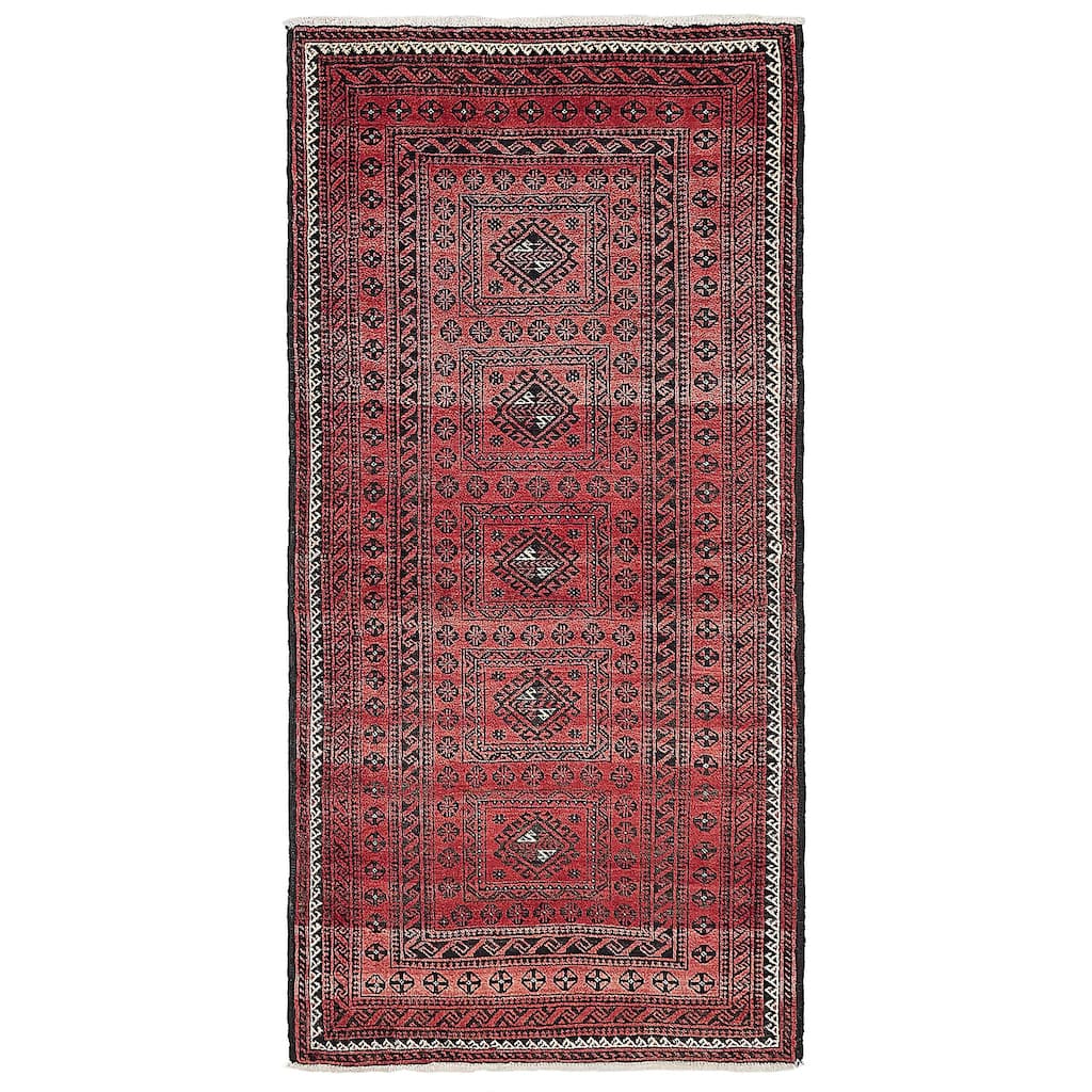 ECARPETGALLERY Hand-knotted Baluch Red Wool Rug - 3'3 x 6'9