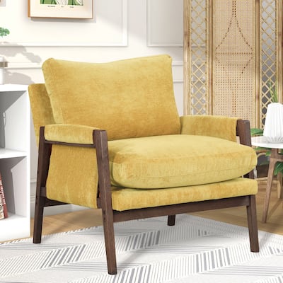 Yellow 35.4" Velvet Arm Chair