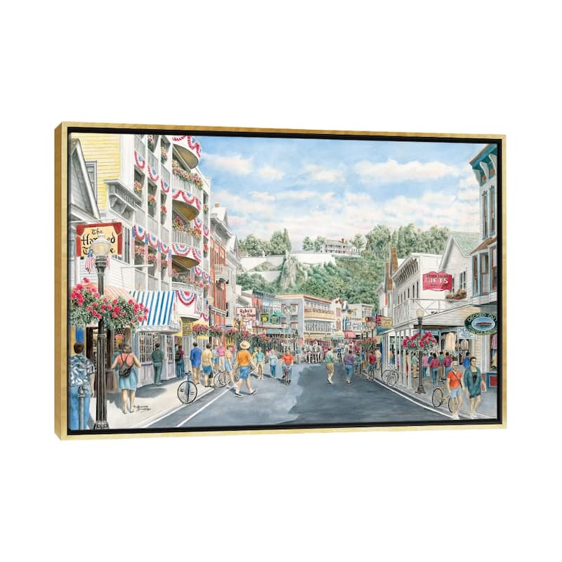 iCanvas "Main St., Mackinac Island" by Stanton Manolakas Framed Canvas Print - Gold - 32x48