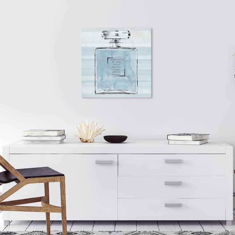 Wynwood Studio Canvas Fashion and Glam Elegant Blue Perfume Blue and Light Blue Glam Wall Art Canvas Print - 20 x 20