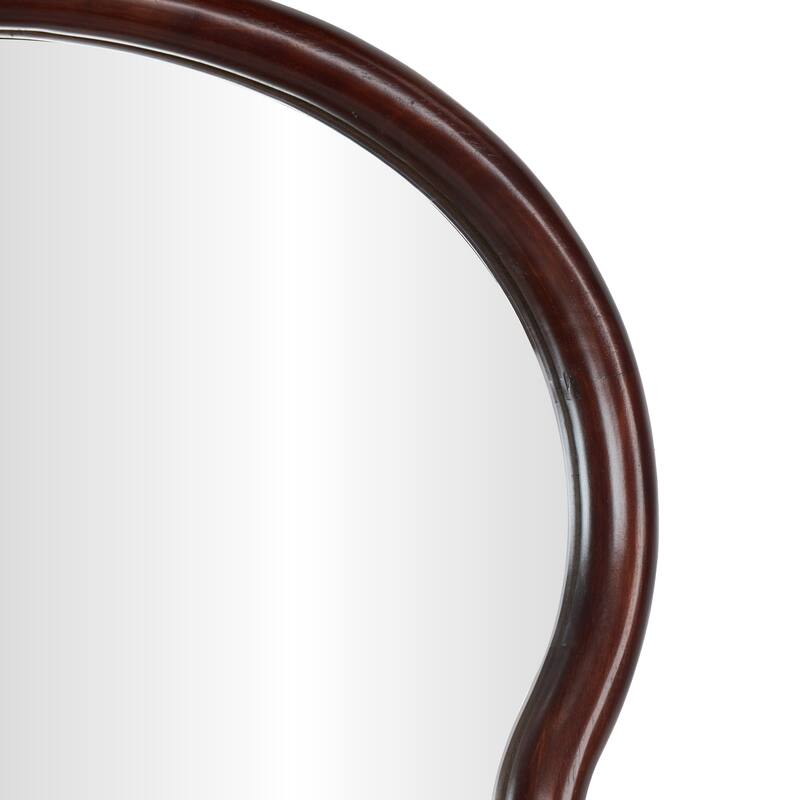 Wood Abstract Wavy Wall Mirror - Dark Brown - Roche River Decor