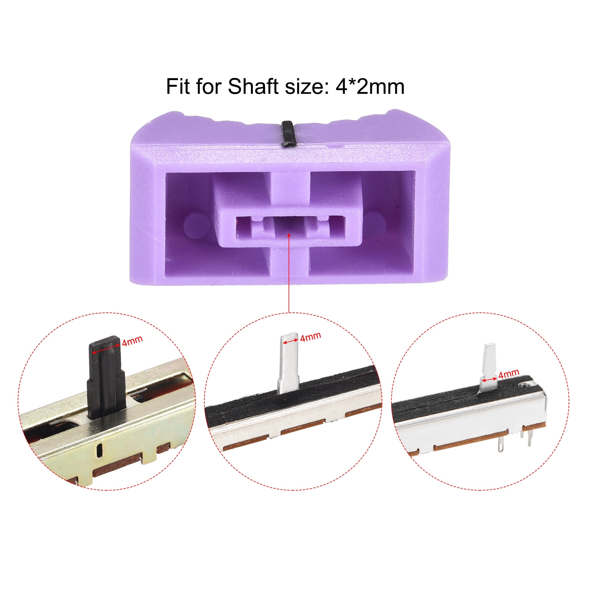 Straight Slide Potentiometer Flat Push Knob Insert Shaft 4x2mm White Blue 10pack