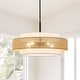 preview thumbnail 1 of 9, Bayou 5-Light Double Shade Drum Chandelier with Black Canopy - 24''W Beige and white