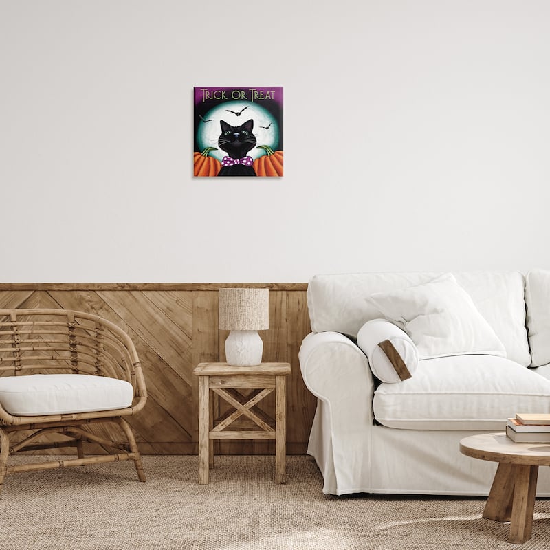 Stupell Trick Or Treat Cat Canvas Wall Art Design By Elizabeth Tyndall