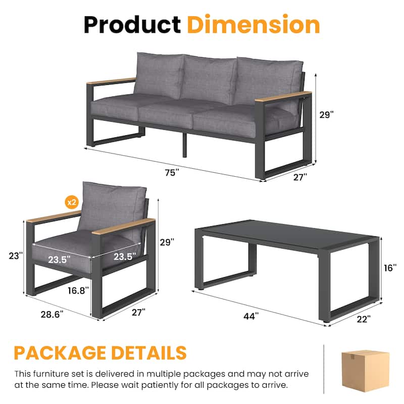 4 Piece Outdoor Conversation Set with Coffee Table