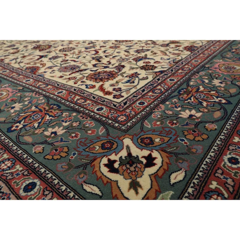 9x12 Hand Knotted Wool Ivory Kashaan Medallion Traditional Oriental Area Rug - 9' x 12'