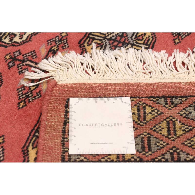 ECARPETGALLERY Hand-knotted Peshawar Bokhara Coral Wool Rug - 2'7 x 9'9